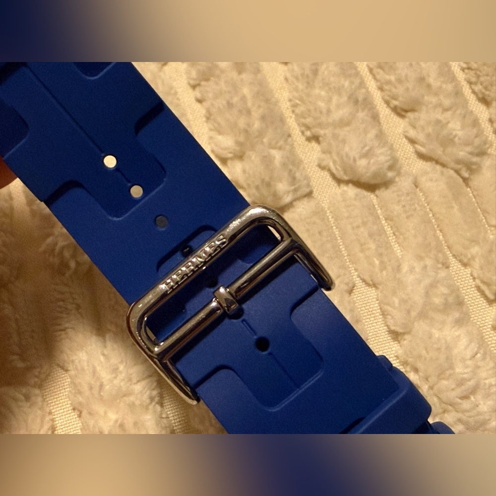 Hermes Blue Apple Watch Band (Single tour deployment buckle band)